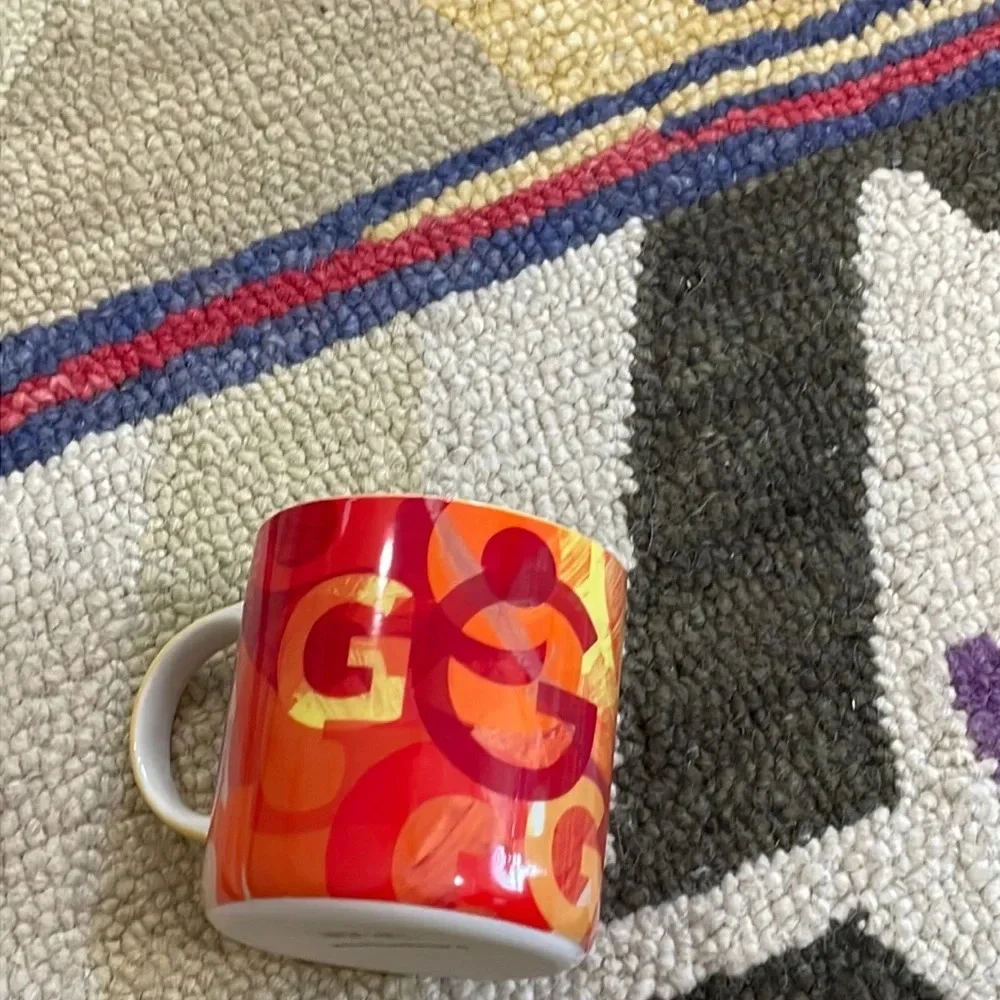 ANTHROPOLOGIE Monogram Lottie Mug Red, Orange, Yellow letter “G”
